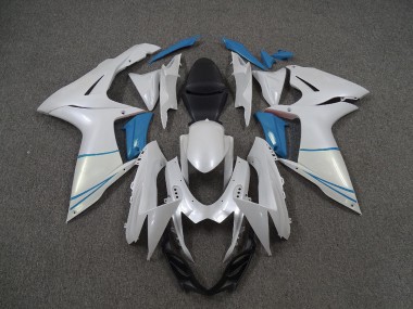 Best Pearl White and Light Blue Suzuki GSXR 600-750 Motorcycle Fairings 2011-2020