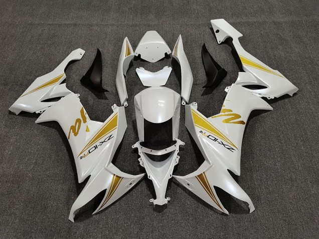 Best Pearl White & Gold Kawasaki ZX10R Motorcycle Fairings 2008-2010 Best Pearl White & Gold Kawasaki ZX10R Motorcycle Fairings 2008-2010