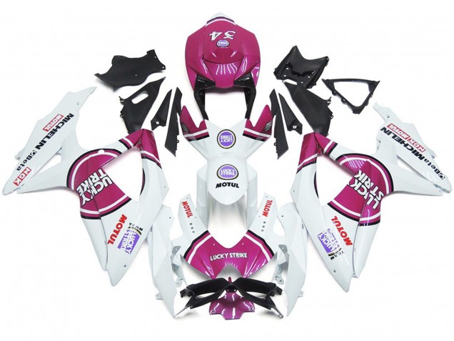 Best Pink 34 Lucky Strike Suzuki GSXR 600-750 Motorcycle Fairings 2008-2010 Best Pink 34 Lucky Strike Suzuki GSXR 600-750 Motorcycle Fairings 2008-2010