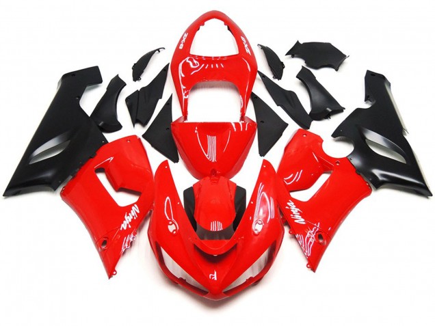 Best Plain Gloss Red White Decals Kawasaki ZX6R Motorcycle Fairings 2005-2006 Best Plain Gloss Red White Decals Kawasaki ZX6R Motorcycle Fairings 2005-2006