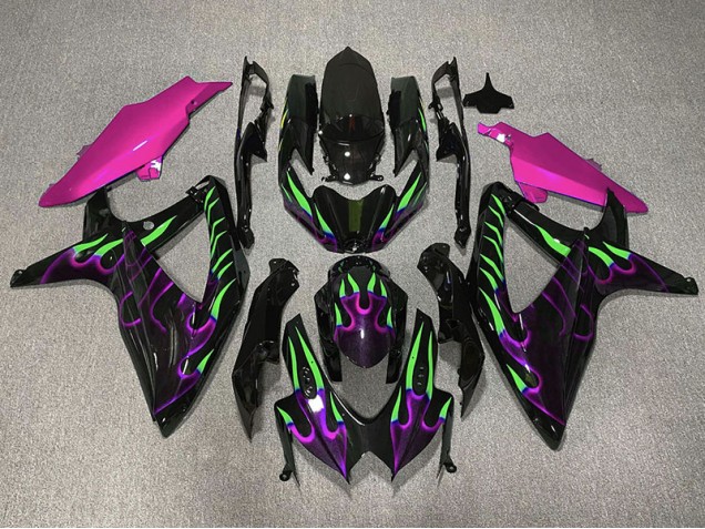 Best Purple and Green Flame Suzuki GSXR 600-750 Motorcycle Fairings 2008-2010 Best Purple and Green Flame Suzuki GSXR 600-750 Motorcycle Fairings 2008-2010