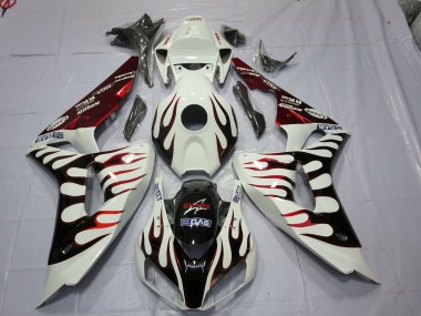Best Red and Black Flame Honda CBR1000RR Motorcycle Fairings 2006-2007