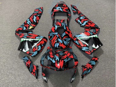 Best Red and Blue Camo Honda CBR600RR Motorcycle Fairings 2003-2004