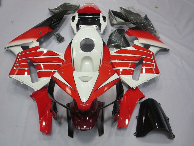 Best Red and White Large Stripe Honda CBR600RR Motorcycle Fairings 2005-2006 Best Red and White Large Stripe Honda CBR600RR Motorcycle Fairings 2005-2006