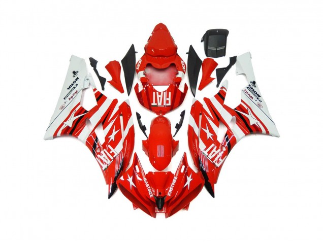 Best Red and White Star Fiat Yamaha R6 Motorcycle Fairings 2006-2007 Best Red and White Star Fiat Yamaha R6 Motorcycle Fairings 2006-2007