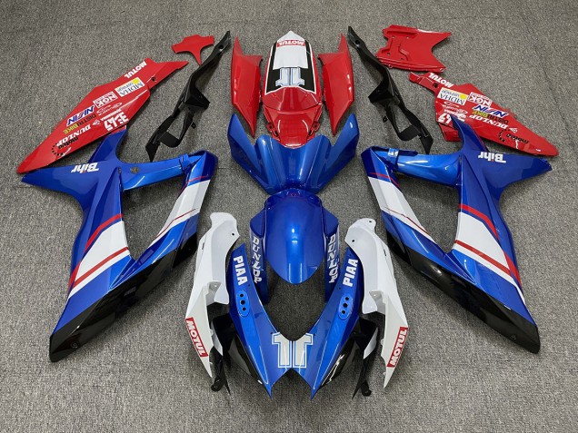 Best Red Blue and White Gloss Custom Style Suzuki GSXR 600-750 Motorcycle Fairings 2008-2010