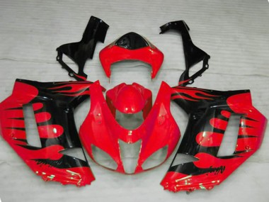 Best Red Flame Kawasaki ZX6R Motorcycle Fairings 2007-2008