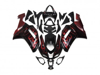 Best Red Gloss Flame Kawasaki ZX6R Motorcycle Fairings 2007-2008