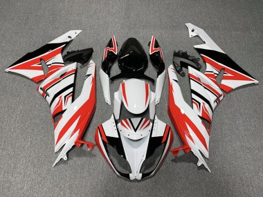 Best Red White and Black Zag Kawasaki ZX6R Motorcycle Fairings 2009-2012