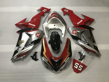 Best Shiny Silver & Red Kawasaki ZX10R Motorcycle Fairings 2006-2007