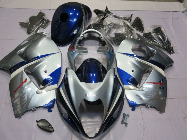 Best Silver and Blue Suzuki GSXR 1300 Motorcycle Fairings 1997-2007
