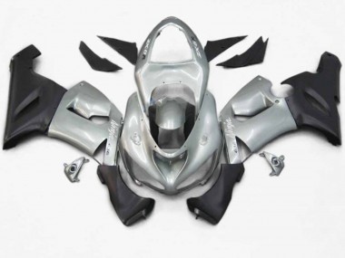Best Silver Red Flame Kawasaki ZX6R Motorcycle Fairings 2005-2006