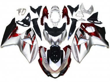 Best Silver with Red Hints Suzuki GSXR 1000 Motorcycle Fairings 2009-2016
