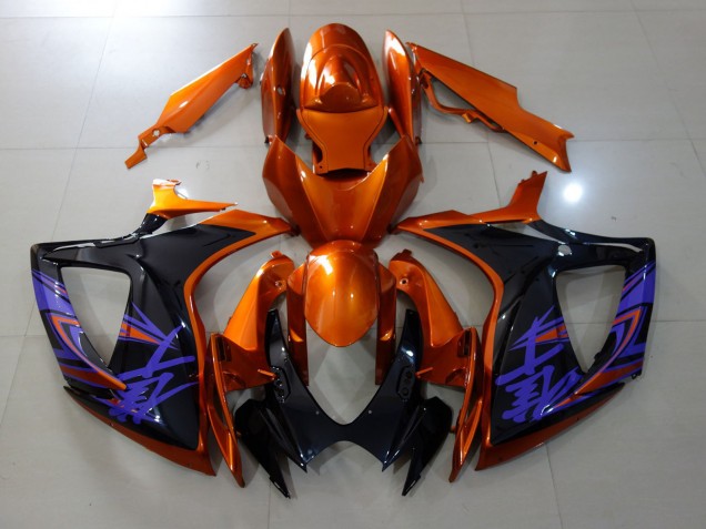 Best Vibrant Orange & Gloss Black Suzuki GSXR 600-750 Motorcycle Fairings 2006-2007