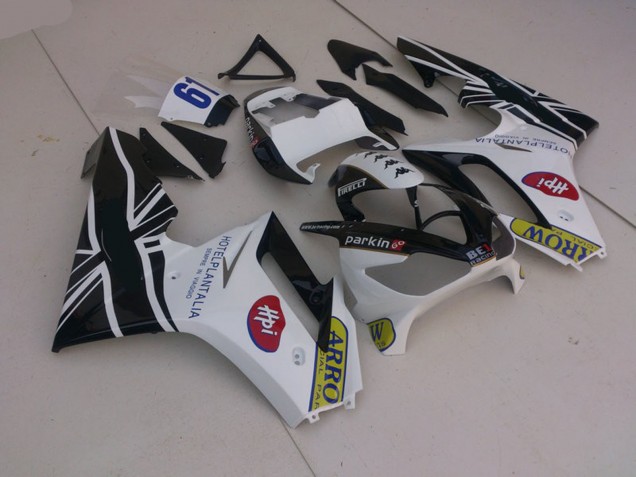 Best White and Black w Flag Triumph Daytona 675 Motorcycle Fairings 2006-2008 Best White and Black w Flag Triumph Daytona 675 Motorcycle Fairings 2006-2008