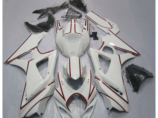Best White with Red Pin Stripe Suzuki GSXR 1000 Motorcycle Fairings 2007-2008 Best White with Red Pin Stripe Suzuki GSXR 1000 Motorcycle Fairings 2007-2008