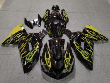 Best Yellow Flame Kawasaki ZX14R Motorcycle Fairings 2006-2011